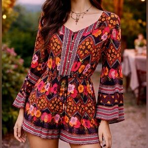 Altar’d State Boho Print Romper Festival Style | Boutique Romper | Size S